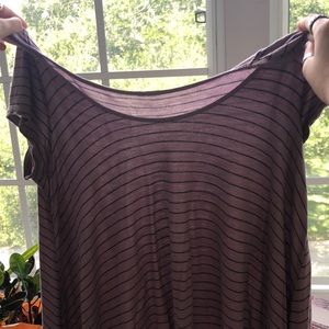 Purple stripped shirt.